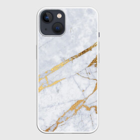 Чехол для iPhone 13 с принтом Золото на белом в Белгороде,  |  | Тематика изображения на принте: абстракция | геометрия | золото | линии | мрамор