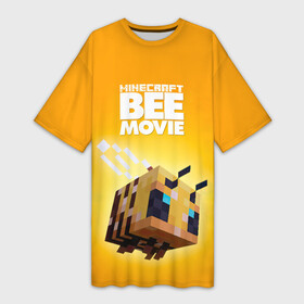Платье-футболка 3D с принтом BEE MOVIE Minecraft в Белгороде,  |  | bee | craft | mine | minecraft | блоки | добывать | желтая | компьютерная игра | крафт | кубики | майн | майнкрафт | манкрафт | пчела | пчелка | ремесло | скин | улей | шахта