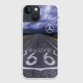 Чехол для iPhone 13 mini с принтом Мерседес, трасса 66 в Белгороде,  |  | Тематика изображения на принте: mercedes | nature | road | route | sky | speed | дорога | мерседес | небо | природа | скорость | трасса 66 | шоссе