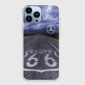 Чехол для iPhone 13 Pro Max с принтом Мерседес, трасса 66 в Белгороде,  |  | mercedes | nature | road | route | sky | speed | дорога | мерседес | небо | природа | скорость | трасса 66 | шоссе