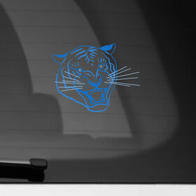 Наклейка на автомобиль с принтом Контур головы синего тигра, арт лайн. в Белгороде, ПВХ |  | blue | head | holiday | mascot | new year | symbol | tiger | year of the tiger | арт лайн | год тигра | кошка | новогодний | новый год | праздник | символ | талисман