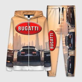 Женский костюм 3D с принтом Bugatti на фоне Дубая ОАЭ с логотипом в Белгороде,  |  | Тематика изображения на принте: bugatti chiron | bugatti veyron | бугатти | гиперкары | дубай | закат | оаэ | спортивные машины | спорткары