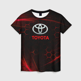 Женская футболка 3D с принтом [Toyota] Неоновые соты в Белгороде, 100% полиэфир ( синтетическое хлопкоподобное полотно) | прямой крой, круглый вырез горловины, длина до линии бедер | auto | sport | toyota | авто | автомобиль | бренд | спорт | тойота