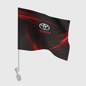 Флаг для автомобиля с принтом [Toyota] Неоновые соты в Белгороде, 100% полиэстер | Размер: 30*21 см | auto | sport | toyota | авто | автомобиль | бренд | спорт | тойота