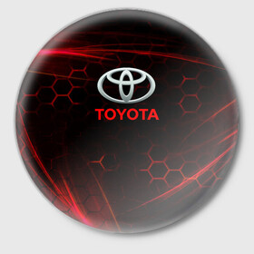 Значок с принтом [Toyota] Неоновые соты в Белгороде,  металл | круглая форма, металлическая застежка в виде булавки | auto | sport | toyota | авто | автомобиль | бренд | спорт | тойота
