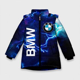 Зимняя куртка для девочек 3D с принтом [BMW] Синяя молния в Белгороде, ткань верха — 100% полиэстер; подклад — 100% полиэстер, утеплитель — 100% полиэстер. | длина ниже бедра, удлиненная спинка, воротник стойка и отстегивающийся капюшон. Есть боковые карманы с листочкой на кнопках, утяжки по низу изделия и внутренний карман на молнии. 

Предусмотрены светоотражающий принт на спинке, радужный светоотражающий элемент на пуллере молнии и на резинке для утяжки. | bmw | bmw performance | m | motorsport | performance | бмв | моторспорт