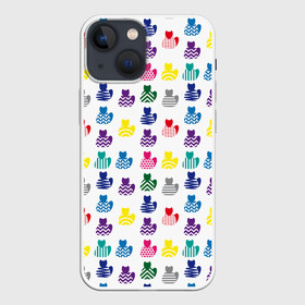 Чехол для iPhone 13 mini с принтом Узор из котов в Белгороде,  |  | Тематика изображения на принте: животные | кот | кошка | орнамент | разноцветный | символ | узор | цветной | яркий