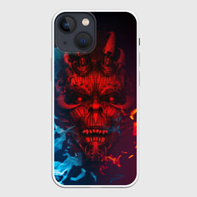 Чехол для iPhone 13 mini с принтом Diablo Fire Ice в Белгороде,  |  | Тематика изображения на принте: black | demon | devil | fire | hell | horns | ice | prints | top | trend | ад | демон | дьявол | лёд | огонь | принты | рога | топ | тренд | черный