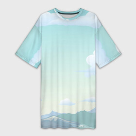 Платье-футболка 3D с принтом Чистая природа в Белгороде,  |  | арт | голубое небо | гора | горы | небо | облака | облако | природа | рисунок | синее небо | синий