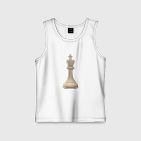 Детская майка хлопок с принтом Шахматная фигура Белый король в Белгороде,  |  | Тематика изображения на принте: белые | белый | доска | игра | игровая | игры | короли | король | логика | логичные | настольная | настольные | спорт | спортивные | фигура | фигурка | фигуры | шахматная | шахматные | шахматный | шахматы