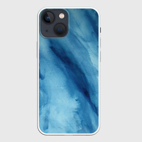 Чехол для iPhone 13 mini с принтом Голубой мрамор в Белгороде,  |  | акварель | арт | краски | мазки | мазки красок | мрамор | рисунок | рисунок акварелью | рисунок красками | синий