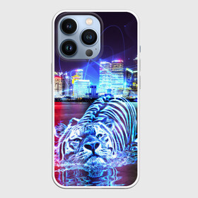 Чехол для iPhone 13 Pro с принтом Плывущий неоновый тигр в Белгороде,  |  | год тигра | животные | неоновый тиг | плывущий тигр | тигр