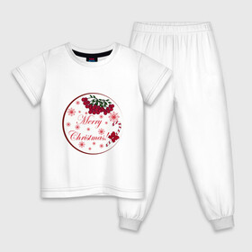 Детская пижама хлопок с принтом Мэри кристмас в Белгороде, 100% хлопок |  брюки и футболка прямого кроя, без карманов, на брюках мягкая резинка на поясе и по низу штанин
 | merry christmas | зима | мэри кристмас | надпись | новый год | подарок | поздравление | праздник | рождественский леденец | рождество | рябина | снег | снежинки