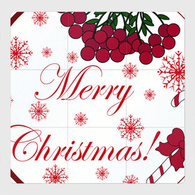 Магнитный плакат 3Х3 с принтом Мэри кристмас в Белгороде, Полимерный материал с магнитным слоем | 9 деталей размером 9*9 см | merry christmas | зима | мэри кристмас | надпись | новый год | подарок | поздравление | праздник | рождественский леденец | рождество | рябина | снег | снежинки