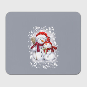 Прямоугольный коврик для мышки с принтом Два снеговика в Белгороде, натуральный каучук | размер 230 х 185 мм; запечатка лицевой стороны | 2022 | год тигра | новогодний подарок | новый год | подарок на новый год | снег | снеговик | снеговики