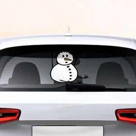 Наклейка на авто - для заднего стекла с принтом Снеговик в дудл стиле в Белгороде, ПВХ | Точные размеры наклейки зависят от выбранного изображения (ширина не больше 75 мм, высота не больше 45 мм) | дудл | зима | зимний | нарисованный | от руки | снег | снеговик