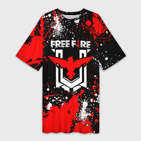 Платье-футболка 3D с принтом Free Fire: Брызги и капли красок. в Белгороде,  |  | free fire | free fire battlegrounds | garena | garena free fire | гарена | игра | фри фаер | шутер