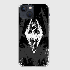 Чехол для iPhone 13 mini с принтом TES DRAGON WHITE LOGO | БРЫЗГИ КРАСОК в Белгороде,  |  | dovahkiin | dragon | dragonborn | fus ro dah | oblivion | rpg | skyrim | tes | tes 5 | tes skyrim | tes v | the elder scrolls | the elder scrolls skyrim | we know | докавин | дракон | мы знаем | обливион | рпг | скайрим | фус ро дах