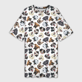 Платье-футболка 3D с принтом Разные Породы Собак в Белгороде,  |  | animal | dog | барбос | бобик | год собаки | друг человека | животное | зверь | ищейка | кинолог | кость | лайка | лапы | пес | собака | собачка | хищник | четвероногий | шарик | щенок