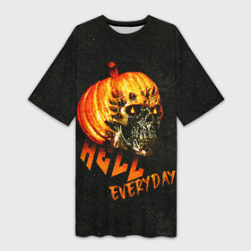 Платье-футболка 3D с принтом Helloween  череп тыква scull pumkin в Белгороде,  |  | helloween | pumpkin | scull | праздник | праздникхеллоин | тыква | хелловин | холоуин | череп