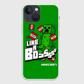Чехол для iPhone 13 mini с принтом LIKE A BOSS Minecraft Creepe в Белгороде,  |  | craft | creep | creeper | keeper | mine | minecraft | бесшумный мобкамикадзе | блоки | добывать | зелёное четырёхногое существо | зелёный | компьютерная игра | крафт | крипер | кубики | майн | майнкрафт | манкрафт