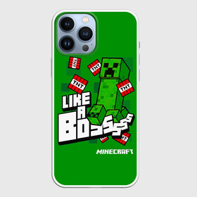 Чехол для iPhone 13 Pro Max с принтом LIKE A BOSS Minecraft Creepe в Белгороде,  |  | craft | creep | creeper | keeper | mine | minecraft | бесшумный мобкамикадзе | блоки | добывать | зелёное четырёхногое существо | зелёный | компьютерная игра | крафт | крипер | кубики | майн | майнкрафт | манкрафт