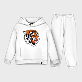 Детский костюм хлопок Oversize с принтом Smiling Tiger в Белгороде,  |  | 2022 | animal | cat | lion | tiger | год тигра | животные | зверь | зубы | кот | кошка | лев | охотник | полосатый | природа | тигр | тигренок | тигрица | хищник