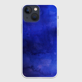 Чехол для iPhone 13 mini с принтом Синее размытие в Белгороде,  |  | акварель | арт | капли | капли краски | капля | капля краски | краски | мазки | мазки красок | размытие | рисунок | рисунок акварелью | рисунок красками
