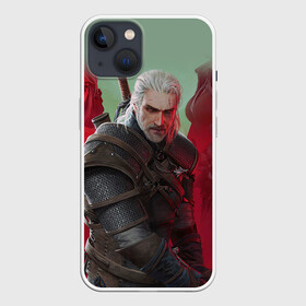 Чехол для iPhone 13 с принтом ВЕДЬМАК | THE WITCHER | ГЕРАЛЬТ С МЕЧОМ в Белгороде,  |  | Тематика изображения на принте: geralt | the witcher | the witcher wild hunt | witcher | wolf | аард | аксий | белый волк | ведьмак | ведьмак 3 | волк | геральт | игни | ирден | йенифер | каер морхен | квен | охотник | трисс | цири | школа волка