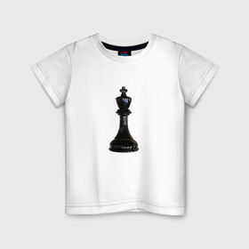 Детская футболка хлопок с принтом Шахматная фигура Чёрный король в Белгороде, 100% хлопок | круглый вырез горловины, полуприлегающий силуэт, длина до линии бедер | игра | игровая | игры | короли | король | логика | логичные | настольная | настольные | спорт | спортивная | фигура | фигурка | фигурки | фигуры | чёрные | чёрный | шахматный | шахматы