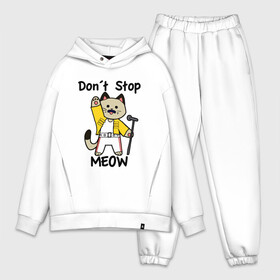 Мужской костюм хлопок OVERSIZE с принтом DONT STOP MEOW   QUEEN в Белгороде,  |  | dont stop meow | freddie mercury | meow | music | queen | квин | кот | музыка | не останавливайте | поющий кот | рок группа | фредди меркьюри