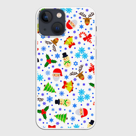 Чехол для iPhone 13 mini с принтом Новогодний   Рождественский узор в Белгороде,  |  | christmas | deer | happy new year | merry christmas | new year | snowflakes | snowman | winter | дед мороз | елка | зима | зимний орнамент | зимний узор | колпак новогодний | новогодние олени | новогодний узор | новый год | олени