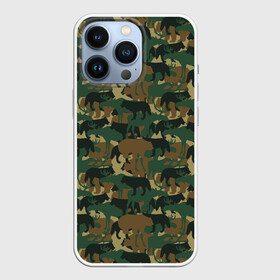 Чехол для iPhone 13 Pro с принтом Звери (камуфляж) в Белгороде,  |  | animals | camouflage | hunter | hunting | military | zoo | волк | дикая природа | егерь | животные | звери | зоопарк | камуфляж | лес | лиса | лось | медведь | милитари | олень | оружие | охота | охота на волка | охота на зайца