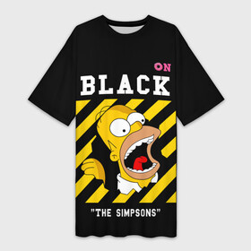 Платье-футболка 3D с принтом Симпсоны х ON BLACK в Белгороде,  |  | bart | homer | off | off white | on black | simpson | simpsons | барт | барт симпсон | гомер | гомер симпсон | лиза | офф | офф вайт | симпсон | симпсоны
