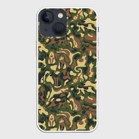 Чехол для iPhone 13 mini с принтом Коты и Кошки (камуфляж) в Белгороде,  |  | camouflage | cat | kitty pussy | military camouflage | барсик | военный камуфляж | год кота | животное | зверь | камуфляж | киска | кот | котофей | котяра | кошечка | кошка | маскировка | масхала | милитари | мурзик | мурлыка