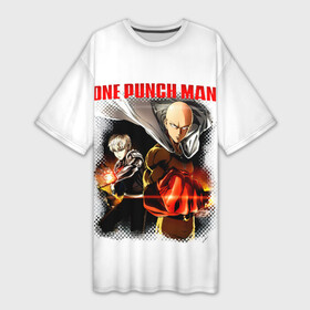Платье-футболка 3D с принтом Сайтама и Генос One Punch Man в Белгороде,  |  | genos | genoсide | hagemanto | jenosu | one punch man | one punchman | onepunchman | oni saibogu | saitama | sensei | аниме | ван панч мен | ванпанчмен | генос | кибердемон | кибернетическое тело | лысый плащ | манга | сайтама | сильнейший человек