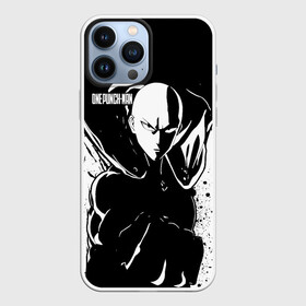 Чехол для iPhone 13 Pro Max с принтом Черно белый Сайтама One Punch Man в Белгороде,  |  | hagemanto | one punch man | one punchman | onepunchman | saitama | sensei | аниме | ван панч мен | ванпанчмен | лысый плащ | манга | сайтама | сильнейший человек | учитель | человек одинудар | человек одного удара