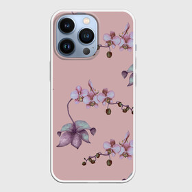Чехол для iPhone 13 Pro с принтом Розовые орхидеи на розовом фоне в Белгороде,  |  | 8 марта | flowers | march 8 | spring | ботаническая иллюстрация | весна | день рождения | лето | любовь | орхидея | праздник | принт | природа | растения | розовый | цветы