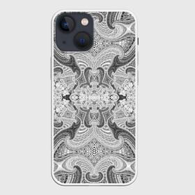 Чехол для iPhone 13 mini с принтом Черно белый абстрактный узор. в Белгороде,  |  | abstraction | black | black and white | fractal | monochrome | pattern | white | абстрактный | абстракция | белый | монохромный | узор | фрактал | черно белый | черный