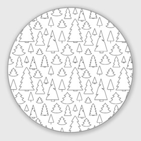 Круглый коврик для мышки с принтом Простые елочки в Белгороде, резина и полиэстер | круглая форма, изображение наносится на всю лицевую часть | белый | елка | елочка | зима | зимний | простой узор