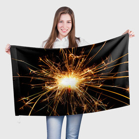 Флаг 3D с принтом фейерверк души в Белгороде, 100% полиэстер | плотность ткани — 95 г/м2, размер — 67 х 109 см. Принт наносится с одной стороны | Тематика изображения на принте: искры | праздник | салют | фейерверк | хлопушка
