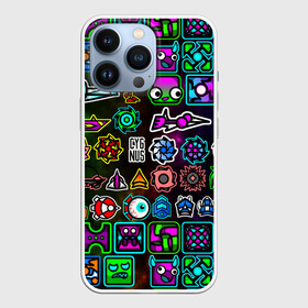 Чехол для iPhone 13 Pro с принтом GEOMETRY DASH ГЕРОИ в Белгороде,  |  | 2d игра | geometry dash | mobile game | robtop | space | геометри даш | космос | кубики | кубы | мобильная игра | неон