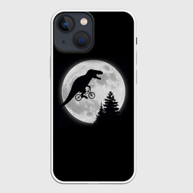 Чехол для iPhone 13 mini с принтом T REX НА ЛУНЕ в Белгороде,  |  | bicycle | bike | fly | moon | rex | trex | tyrannosaur | бикукле | динозаврик | животные | летающий динозавр | луна | на велосипеде на фоне луны | ночной пейзаж | палеонтология | пародия | полёт | прикол | т рекс