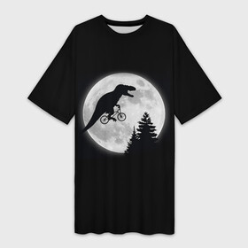 Платье-футболка 3D с принтом T REX НА ЛУНЕ в Белгороде,  |  | bicycle | bike | fly | moon | rex | trex | tyrannosaur | бикукле | динозаврик | животные | летающий динозавр | луна | на велосипеде на фоне луны | ночной пейзаж | палеонтология | пародия | полёт | прикол | т рекс