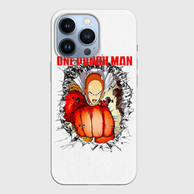 Чехол для iPhone 13 Pro с принтом Удар сквозь стену One Punch Man в Белгороде,  |  | Тематика изображения на принте: hagemanto | one punch man | one punchman | onepunchman | saitama | sensei | аниме | ван панч мен | ванпанчмен | лысый плащ | манга | сайтама | сильнейший человек | учитель | человек одинудар | человек одного удара