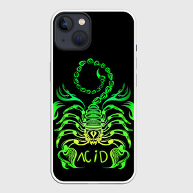 Чехол для iPhone 13 с принтом Acid scorpion в Белгороде,  |  | acid | acid scorpion | scorpion | кислота | кислотный скорпион | неон | неоновые узоры | скорпион | узоры