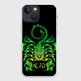 Чехол для iPhone 13 mini с принтом Acid scorpion в Белгороде,  |  | acid | acid scorpion | scorpion | кислота | кислотный скорпион | неон | неоновые узоры | скорпион | узоры