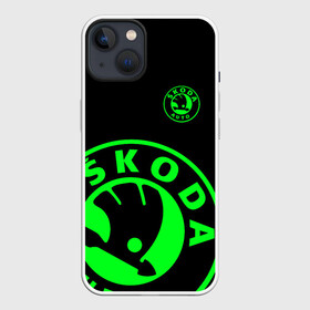 Чехол для iPhone 13 с принтом SKODA GREEN LOGO BLACK STYLE в Белгороде,  |  | auto sport | autosport | octavia | rapid | rs | skoda | superb | vag | volkswagen | vrs | vw | yeti | авто | авто спорт | автомобиль | автоспорт | ам | ваг | вагавод | ети | карбон | машина | октавия | рапид | суперб | шкода | шкодавод