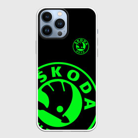 Чехол для iPhone 13 Pro Max с принтом SKODA GREEN LOGO BLACK STYLE в Белгороде,  |  | auto sport | autosport | octavia | rapid | rs | skoda | superb | vag | volkswagen | vrs | vw | yeti | авто | авто спорт | автомобиль | автоспорт | ам | ваг | вагавод | ети | карбон | машина | октавия | рапид | суперб | шкода | шкодавод