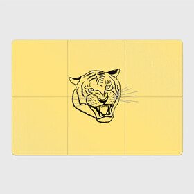 Магнитный плакат 3Х2 с принтом тигр на золотом фоне в Белгороде, Полимерный материал с магнитным слоем | 6 деталей размером 9*9 см | art line | chinese calendar | contour | golden | head | mascot | muzzle | new year | symbol | tiger | year of the tiger | арт лайн | год тигра | голова | золотой | китайский календарь | контур | новогодний | новый год | символ | талисман | тигр